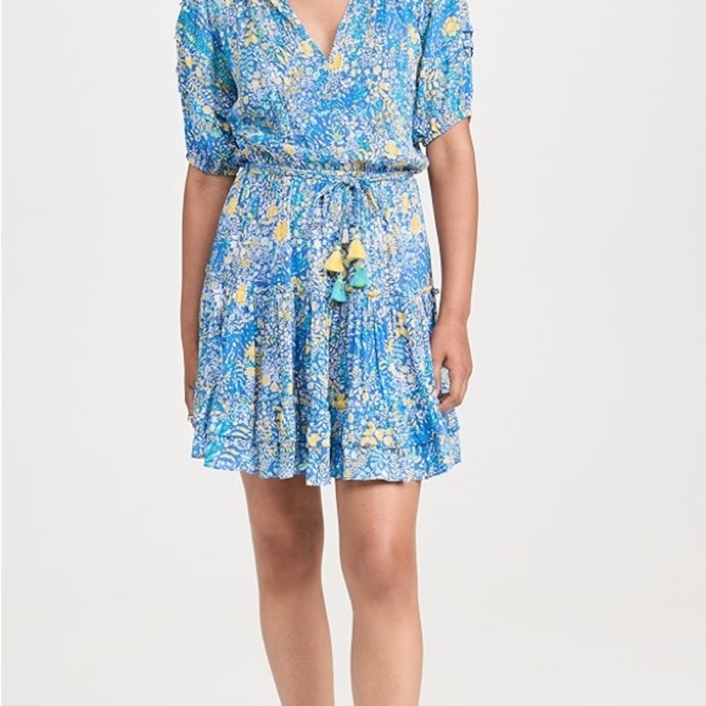 Poupette St. Barth Blue and White Ruffled Tiered Sundress